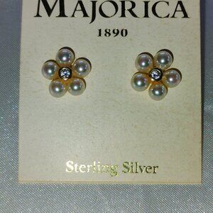 Majorica pearl sterling silver earrings